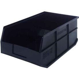 Plastic Hang & Stack Shelf Bin, 18"L x 11"W x 7"H, Black