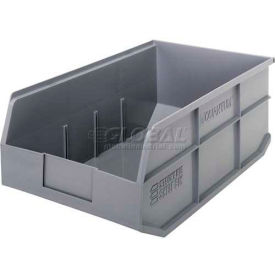 Plastic Hang & Stack Shelf Bin, 18"L x 11"W x 7"H, Gray