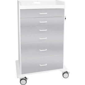 Locking 6 Drawer Procedure Cart, Silver Metallic, 31"W x 20"D x 48"H
