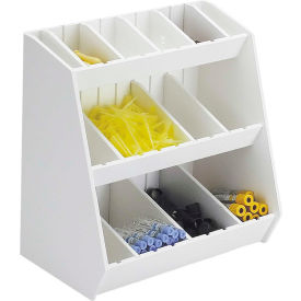 White PVC Storage Bin with 16 Adjustable Compartments, 12"W x 7"D x 12"H
