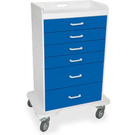 Locking 6 Drawer Procedure Cart, Global Blue, 31"W x 20"D x 48"H