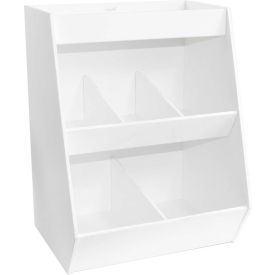 White Lab Storage Bin with 5 Fixed Compartments and 1 Shelf, 12"W x 10"D x 16"H
