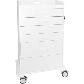 Locking 6 Drawer Procedure Cart, White, 31"W x 20"D x 48"H