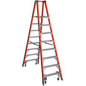 8' Type 1A Fiberglass Platform Ladder with Casters