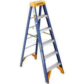 6' Type 1AA Fiberglass Contractor JobStation Ladder 375 lb. Cap - OBCN06