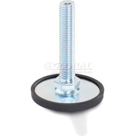 Leveling Foot W/Plastic Cap, 3/8-16 x 5.91" Stud, 2.36" Base Dia, 6.42"H, 2250 Lbs. Cap, Steel