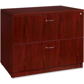 2-Drawer Lateral File - 35"W x 22"D x 29-1/2"H - Mahogany - Essentials