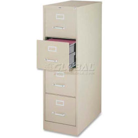 4-Drawer Heavy Duty Vertical File Cabinet, 18"W x 26-1/2"D x 52"H, Putty