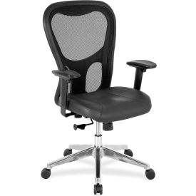 Mid-Back Executive Chair, 25"W x 23-5/8"D x 44"H, Black Leather Seat/Mesh Back