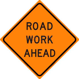Dicke Safety Reflective Roll-Up Sign, 48" x 48", ROAD WORK AHEAD