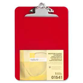 Recycled Plastic Clipboard, 9" x 12-1/2", Red