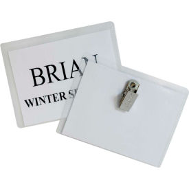 Clip Style Badge Holder, Top-Loading, 2-1/4" x 3-1/2", Clear, 50/Box