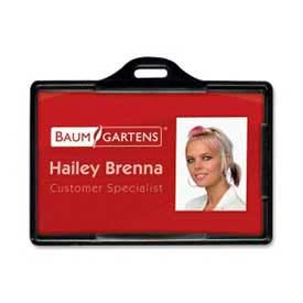 ID Card Holder, Horizontal, 3-3/8" x 2-1/8", Black, 25/Pack