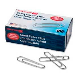 Giant Non-Skid Paper Clips, Silver, 100/Box