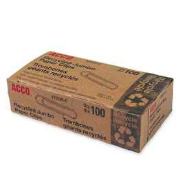 Recycled Jumbo Paper Clips, Silver, 100/Box