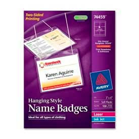 Hanging Style Name Badges, 3" x 4", Clear, 100/Box