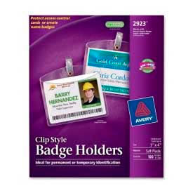 Clip Style Photo ID Badge Holders, Horizontal, 3" x 4", 100/Box