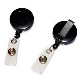 Retractable ID Holder with Belt Clip, 1-1/4"W x 1/4"D x 4-1/2"H, Black, 25/Pack