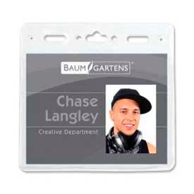 ID Badge Holder, Horizontal, 4" x 3", Clear, 50/Pack