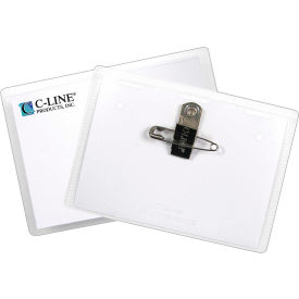Clip Pin Badge Holder, Top-Loading, 4" x 3", Clear, 50/Box
