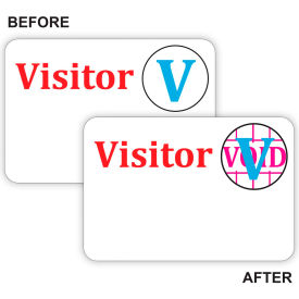 Time's Up!! Self-Expiring Visitor Badge, One Day Badge, 3" x 2", White, 100/Box