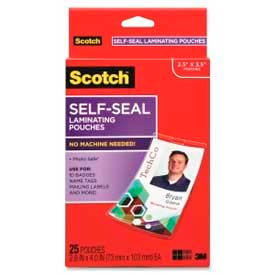 Self-Sealing Laminating Pouches with Clips, 4-1/16" x 2-15/16", Clear, 25/Pack