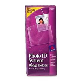 Hanging Style Photo ID Badge Holders, Horizontal, 3" x 4", 100/Box