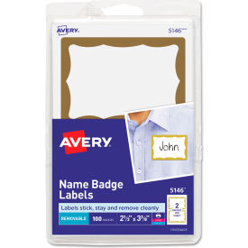 Name Badge Labels With Gold Border, 2-11/32" x 3-3/8"