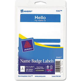 "Hello, my name is" Name Badge Labels, 2-11/32" x 3-3/8", Blue, 100 Labels/Pack