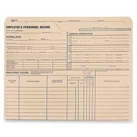Employee's Personnel Record Jacket, 9-1/2" x 11-3/4", Manila, 100 Jackets/Box