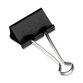 Binder Clips, Large, 2" Width, 1-1/16" Capacity, Black/Silver, 12/Dozen