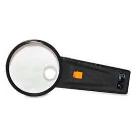 Illuminated Magnifier, 2X Magnification with 4X Inset, 3" Diameter Lens, Acrylic