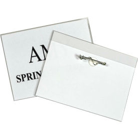 Pin Style Name Badge, 4" x 3", Clear, 100/Box