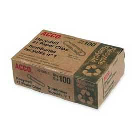 Recycled No. 1 Paper Clips, Silver, 100/Box