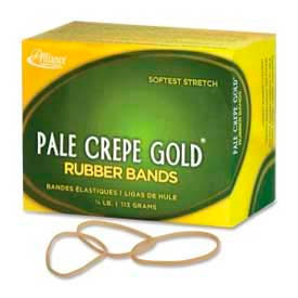 Alliance Pale Crepe Gold Rubber Bands, Size # 16, 2-1/2"x 1/16", Natural, 1/4 lb. Box