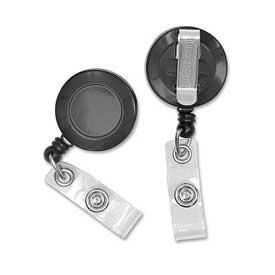 Card Reel with Belt Clip, 30" Cord, 1-1/4" Diameter, Black