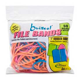 Alliance Brites File Bands, 7" x 1/8", Assorted, 50/Pack