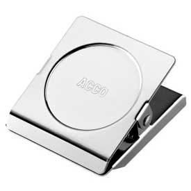 Small Magnetic Clip, 1-1/2" Width, 7/8" Sheet Capacity, Chrome, Pack of 12