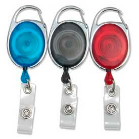 Quick Clip ID Card Reel, 30" Cord, Black/Blue/Red, 3/Pack