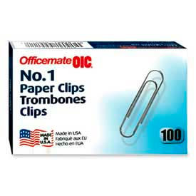 No. 1 Paper Clips, Silver, 100/Box