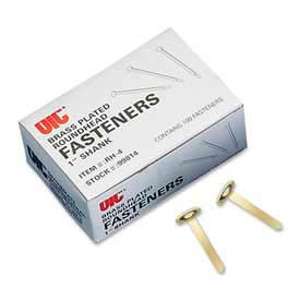 Round Head Fastener, 1" Length Shank, 3/8" Head, Brass Plated, 100/Box