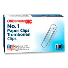 No. 1 Non-Skid Paper Clips, Silver, 100/Box