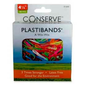 Latex Free Plastibands, 4-1/4" Length, Assorted Colors, 100/Box