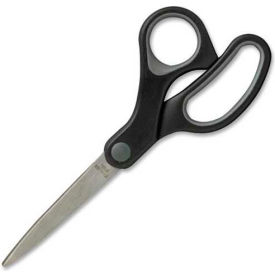 Rubber Grip Scissors, 7"L Straight, Black/Brown