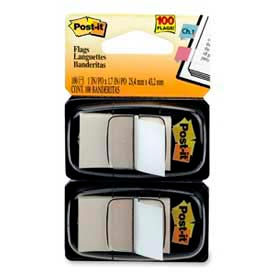 Post-it Flags, 1" Wide, White, 50 Flags/Dispenser, 2 Dispensers/Pack