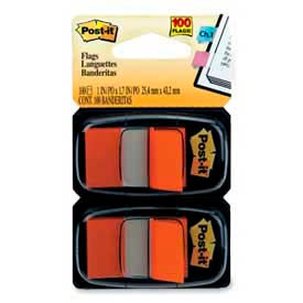 Post-it Flags, 1" Wide, Orange, 50 Flags/Dispenser, 2 Dispensers/Pack