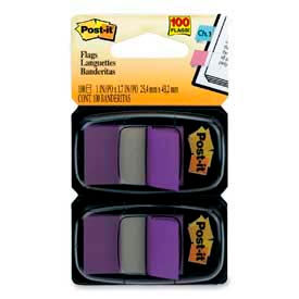 Flags, 1" Wide, Purple, 50 Flags/Dispenser, 2 Dispensers/Pack