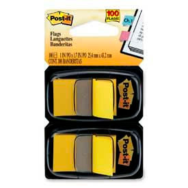 Flags, 1" Wide, Yellow, 50 Flags/Dispenser, 2 Dispensers/Pack