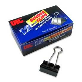 Binder Clips, Small, 3/4" Width, 3/8" Capacity, Black/Silver, 12 Clips