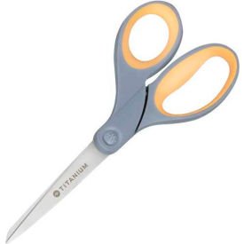 Titanium Bonded Scissors with Soft Grip Handles, 7" Straight, Gray/Yellow